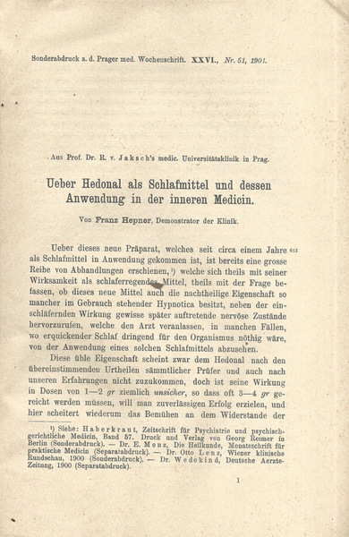 Ueber Hedonal als Schlafmittel und dessen Anwendung in der inneren …