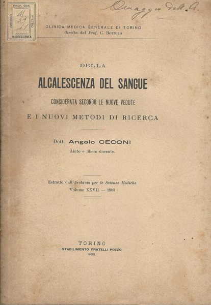 Della alcalescenza del sangue