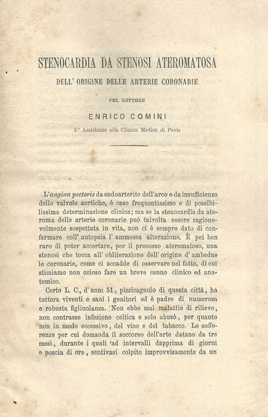 Stenocardia da stenosi ateromatosa dell'origine delle arterie coronarie