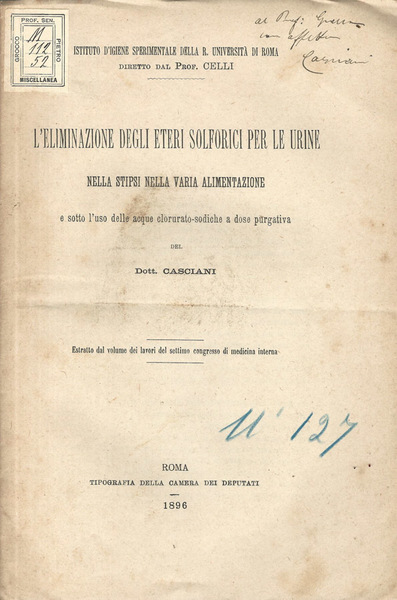 L'eliminazione degli eteri solforici per le urine nella stipsi nella …