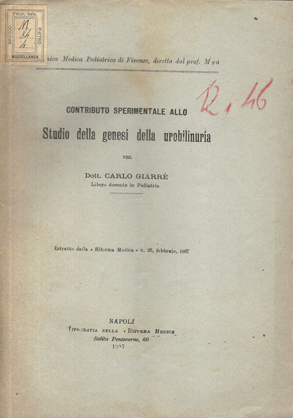 Contributo sperimentale allo studio della genesi della urobilinuria