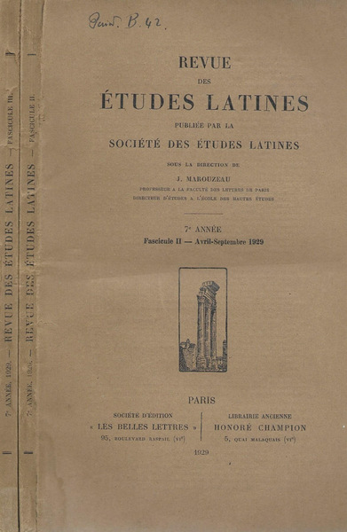Revue des études latines publiée par la Société des études …