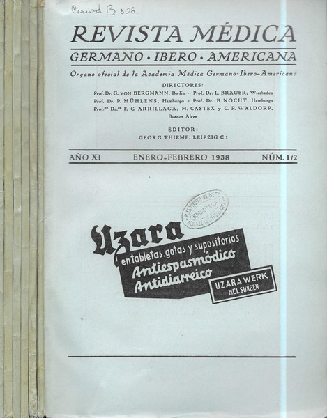 Revista Médica germano-ibero-americana ano XI 1938 N. 1/2, 3/4, 5/6, …