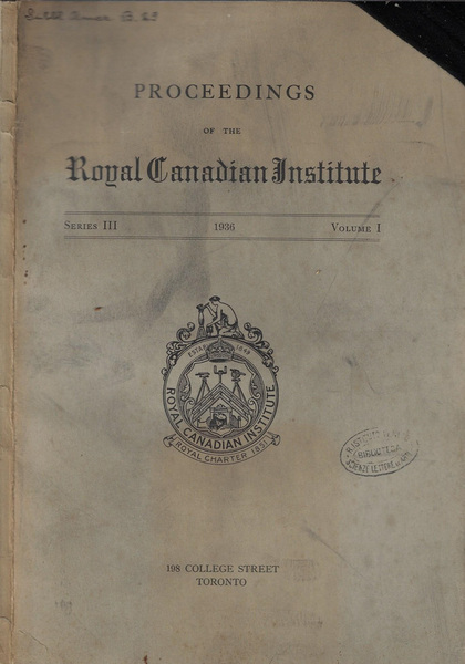 Proceedings of the Royal Canadian Institute series III 1936 Volume …