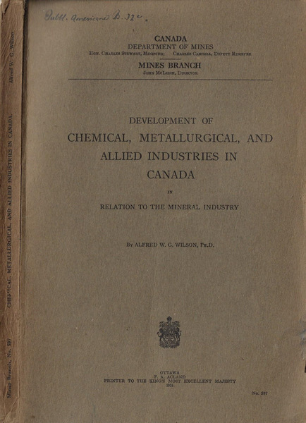 Development of chemical, metallugical, and allied industries in Canada