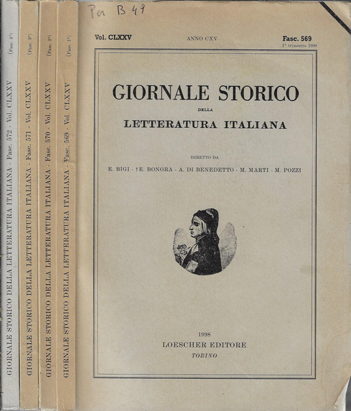 Giornale storico della letteratura italiana volume CLXXV 1998 Fasc. 569, …