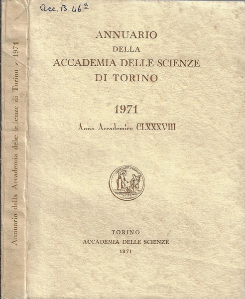 Annuario della Accademia delle Scienze di Torino 1971 anno accademico …