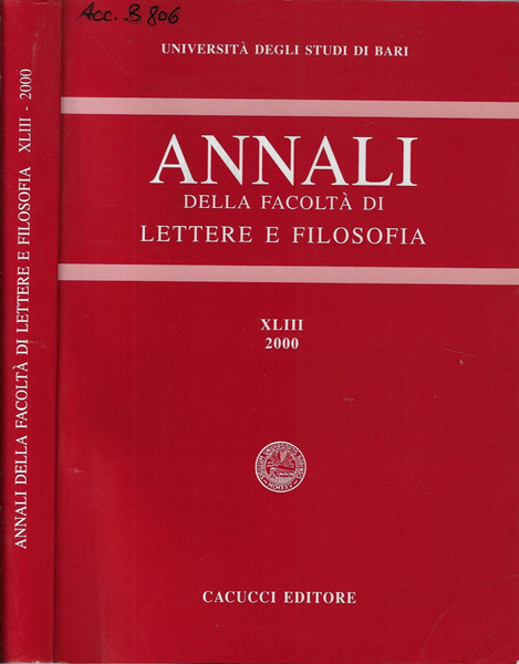 Università degli Studi di Bari annali della Facoltà di Lettere …