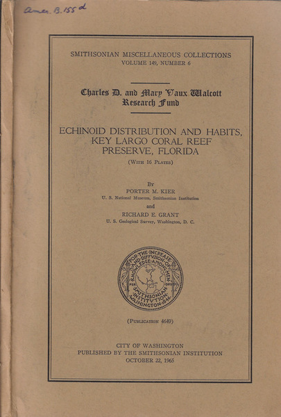 Echinoid distribution and habits, key largo coral reef preserve, Florida