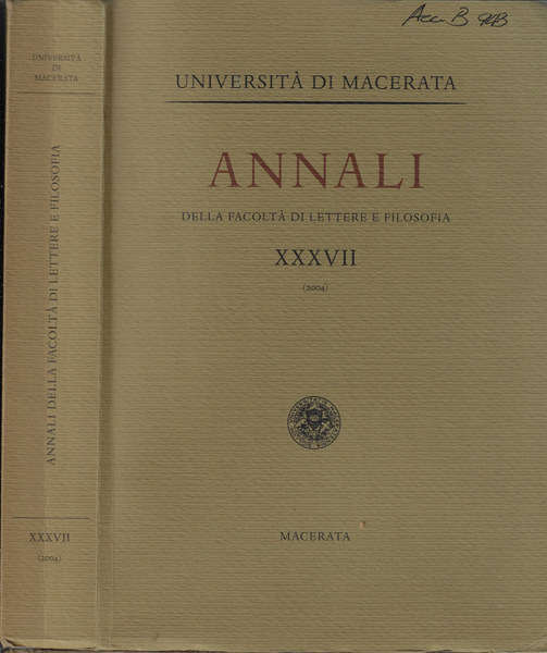 Università di Macerata annali della Facoltà di Lettere e Filosofia …