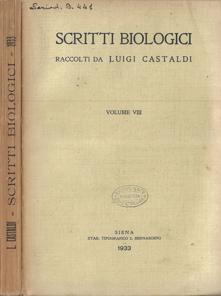 Scritti biologici Volume VIII 1933