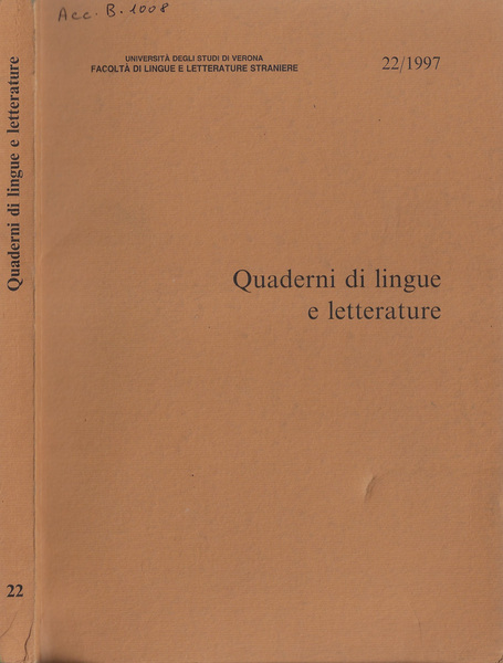 Quaderni di lingue e letterature N. 22 1997