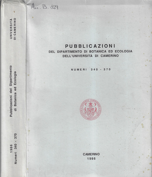 Pubblicazioni del Dipartimento di Botanica ed Ecologia dell'Università di Camerino …
