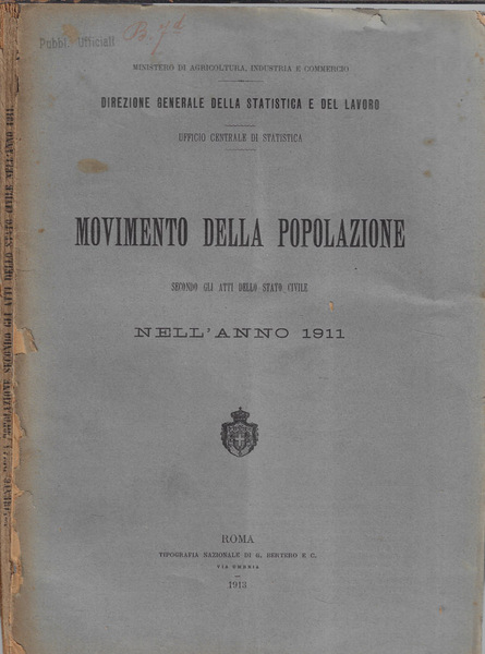 Movimento della popolazione secondo gli atti dello stato civile nell'anno …