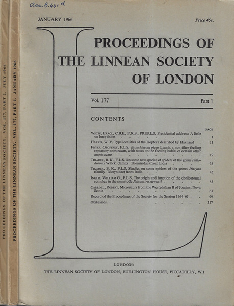 Proceedings of the Linnean Society of London Vol. 177 part. …