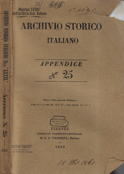 Archivio storico italiano appendice N. 25