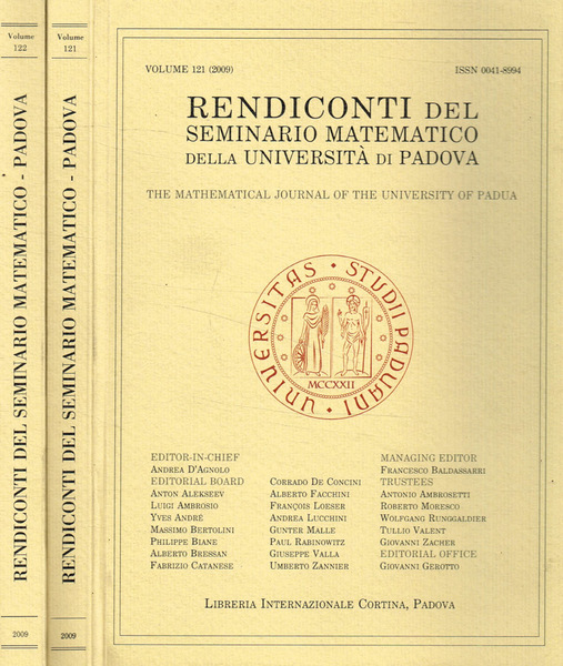 Rendiconti del Seminario Matematico della Università di Padova. Anno 2009, …
