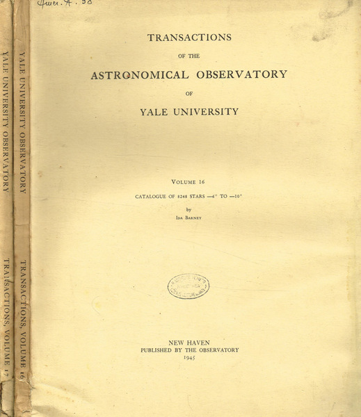 Transactions of the astronomical observatory of Yale University. Vol.16, 17, …