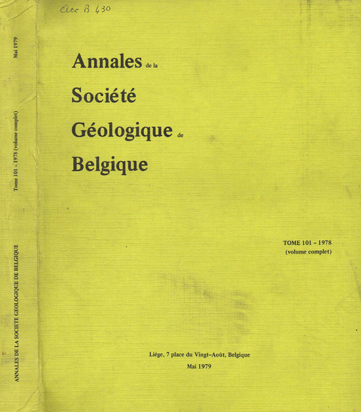 Annales de la societé geologique de Belgique. Tome 101, anno …