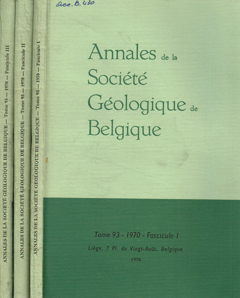 Annales de la societé geologique de Belgique. Tome 93, anno …