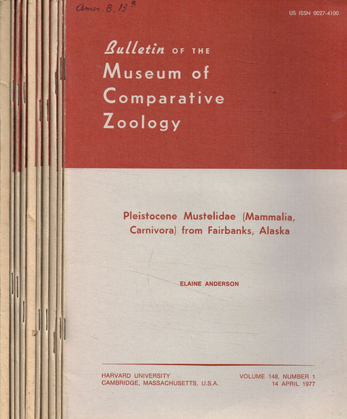 Bulletin of the Museum of Comparative Zoology. Vol.148, 1977-1979, 10 …