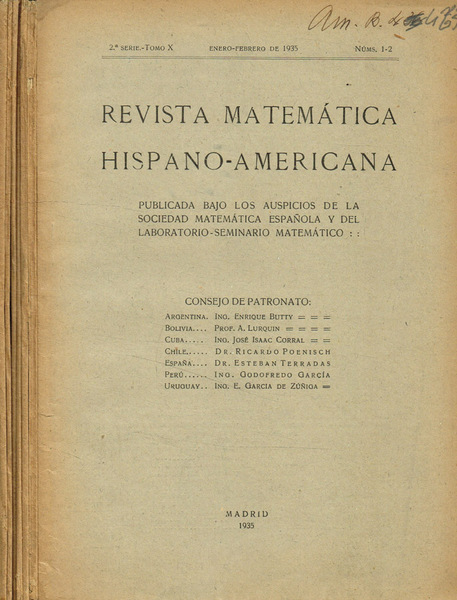 Revista matematica hispano-americana. II serie, tomo X, fasc.1/2, 3/4, 5, …