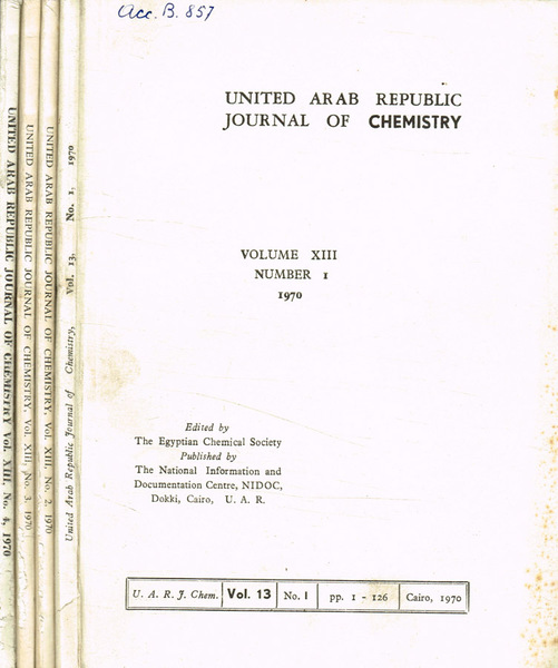United Arab Republic journal of chemistry. Vol.XIII, n.1, 2, 3, …