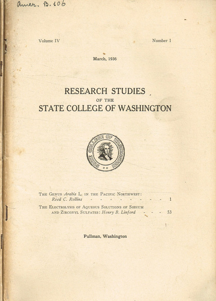 Research studies of the State College of Washington. Volume IV, …