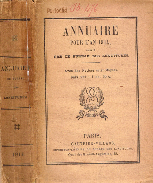Annuaire pour l'an 1914, publié par le bureau des longitudes.