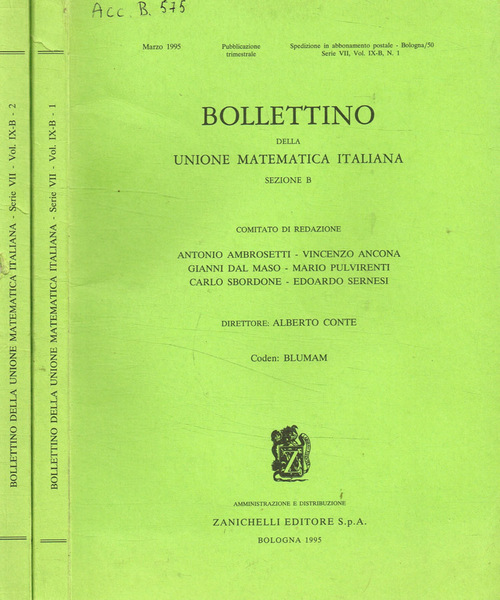 Bollettino della unione matematica italiana sezione B.Vol.IX-B, n.1, 2, anno …