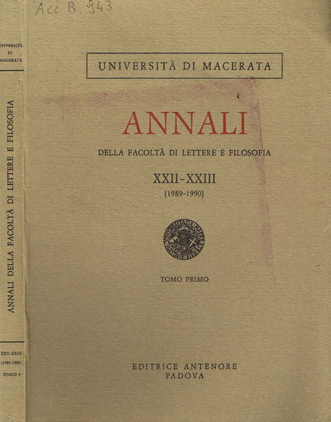 Università di Macerata. Annali della facoltà di lettere e filosofia …