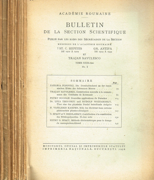 Academie roumaine. Bullettin de la section scientifique tome XXII, fasc.2, …