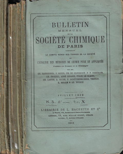 Bulletin mensuel de la Société Chimique de Paris comprenant le …