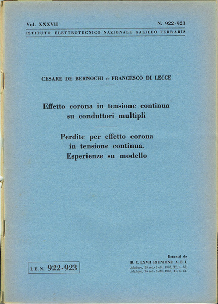 Effetto corona in tensione continua su conduttori multipli - Perdite …