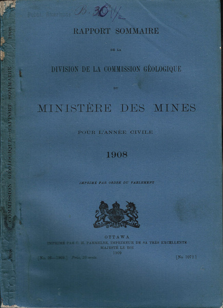 Rapport Sommaire de la Division de la Commission Géologique du …