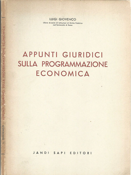 Appunti giuridici sulla programmazione economica