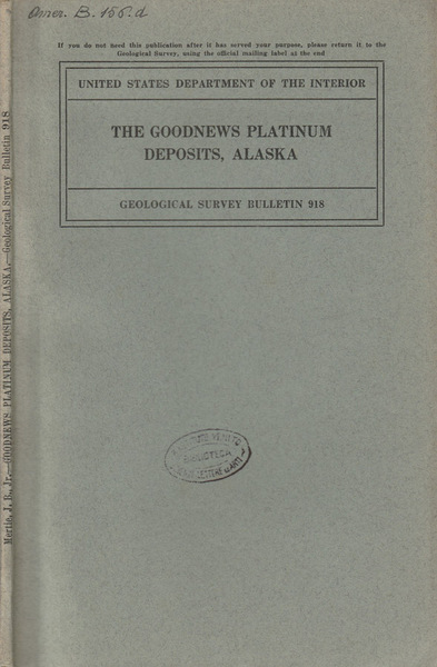 The goodnews platinum deposits, Alaska