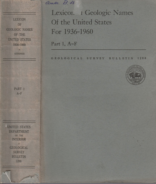 Lexicon of Geologic Names of the United States for 1936-1960 …