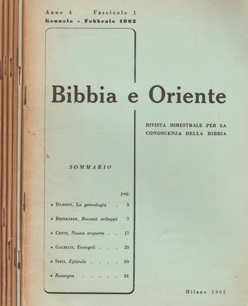 Bibbia e Oriente - Anno 4 - Gennaio-Dicembre - 1962