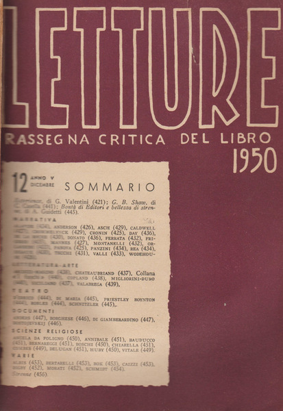 Letture - Anno V - N. 12 - 1950