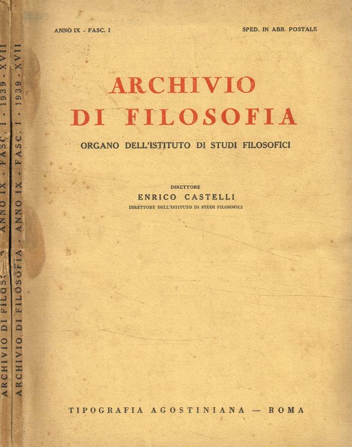 Archivio di filosofia, fasc.I, anno 1939