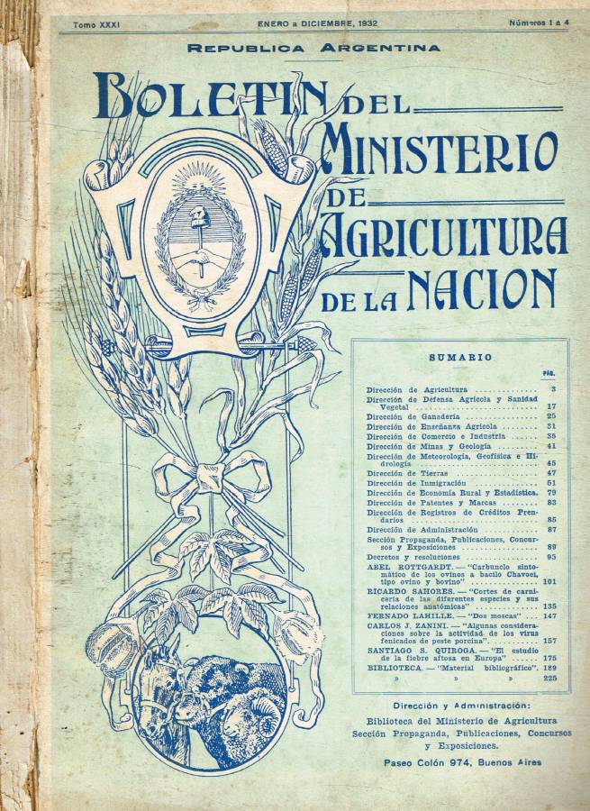Boletin del Ministerio de Agricultura de la Nacion n.1/4, 1932