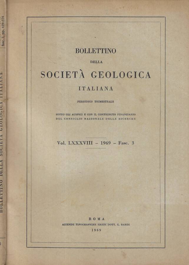 Bollettino della Società Geologica italiana fasc. 3 Anno 1969