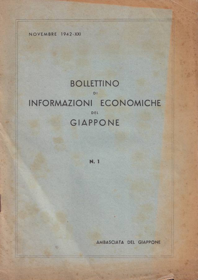 Bollettino di informazioni economiche del Giappone, n. 1, novembre 1942