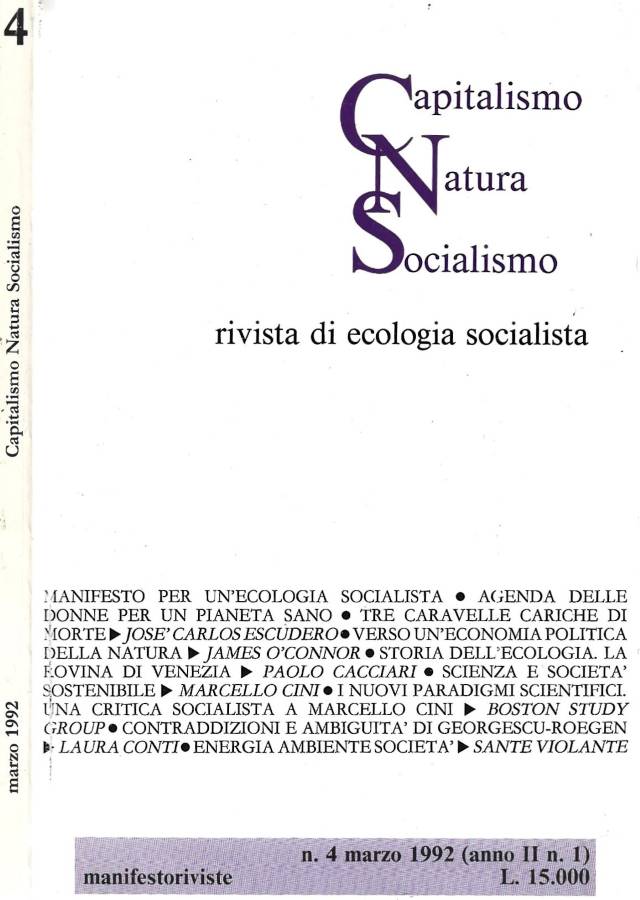 Capitalismo Natura Socialismo. Rivista di ecologia socialista. N. 4 marzo …