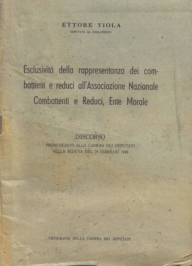 Esclusività della Rappresentanza dei Combattenti e Reduci all'Associazione Nazionale Combattenti …