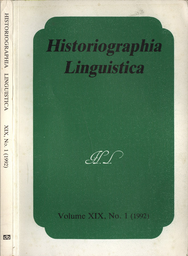 Historiographia Linguistica Vol. XIX, n. 1 1992