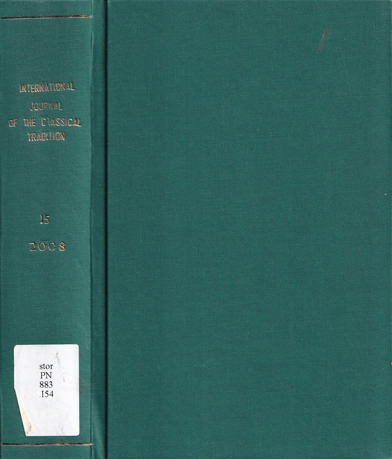 International Journal of the Classical Tradition, volume 15, numero 2008