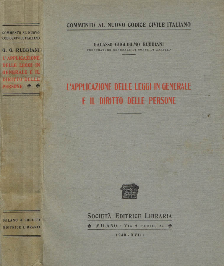 L'applicazione delle leggi in generale e il diritto delle persone