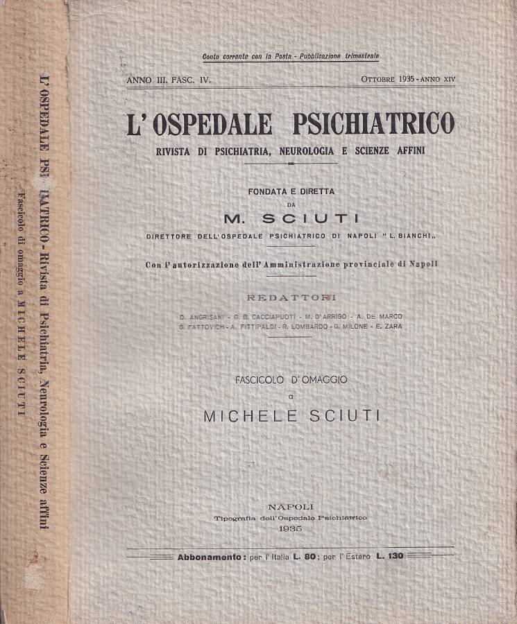 L'Ospedale Psichiatrico, anno III, fasc. IV, Ottobre 1935